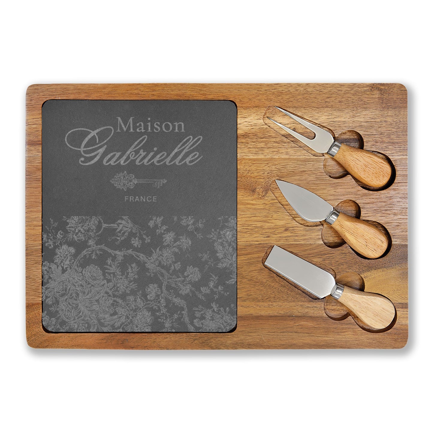 Maison Gabrielle Engraved Acacia Charcuterie & Cheese Board