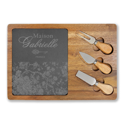 Maison Gabrielle Engraved Acacia Charcuterie & Cheese Board