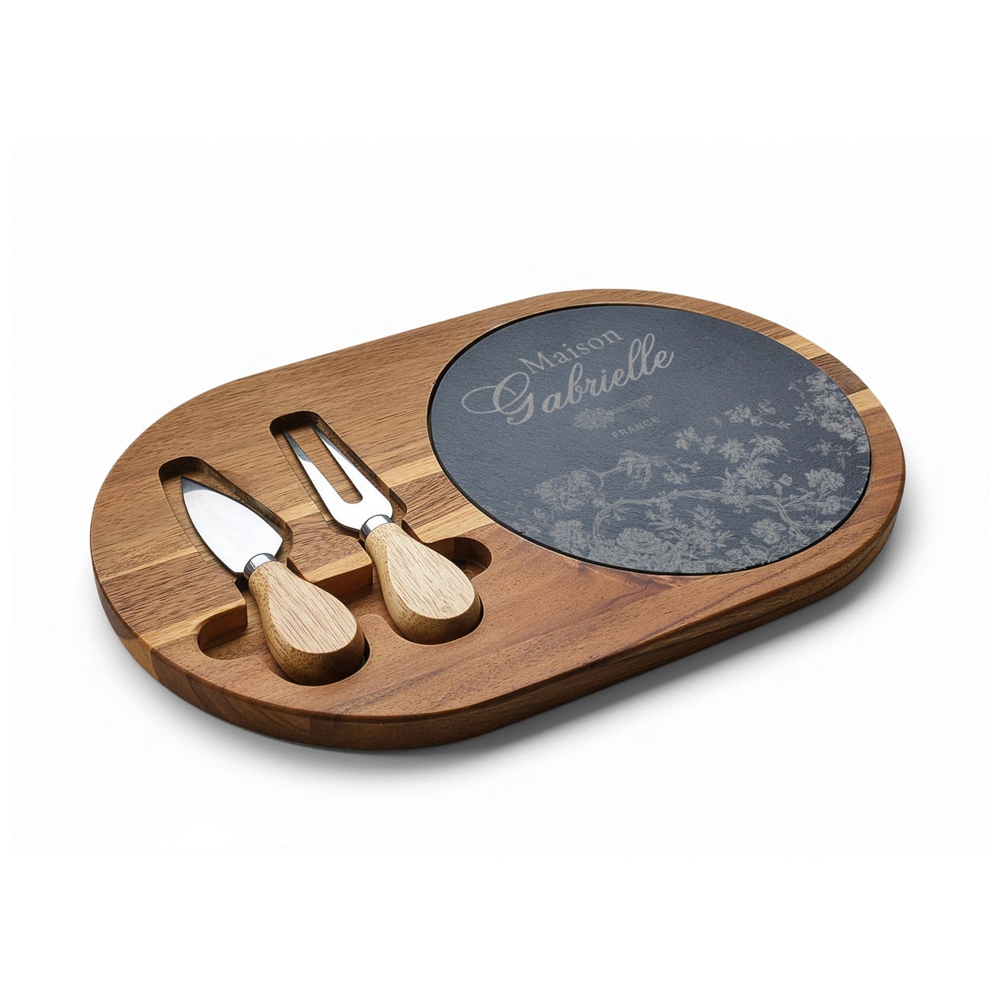 Maison Gabrielle Engraved Acacia Charcuterie & Cheese Board