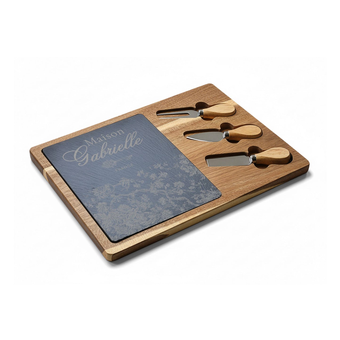 Maison Gabrielle Engraved Acacia Charcuterie & Cheese Board