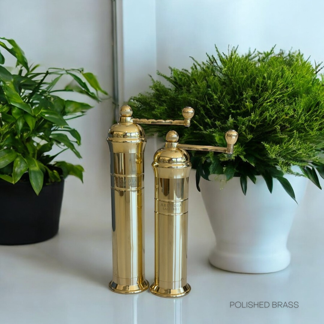 Vintage European Salt & Pepper Mill, Solid Brass (USA ONLY)