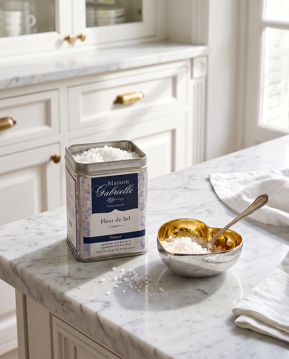 Gift Set | Maison Gabrielle Fleur de Sel and Michael Aram Gold Heart Dish