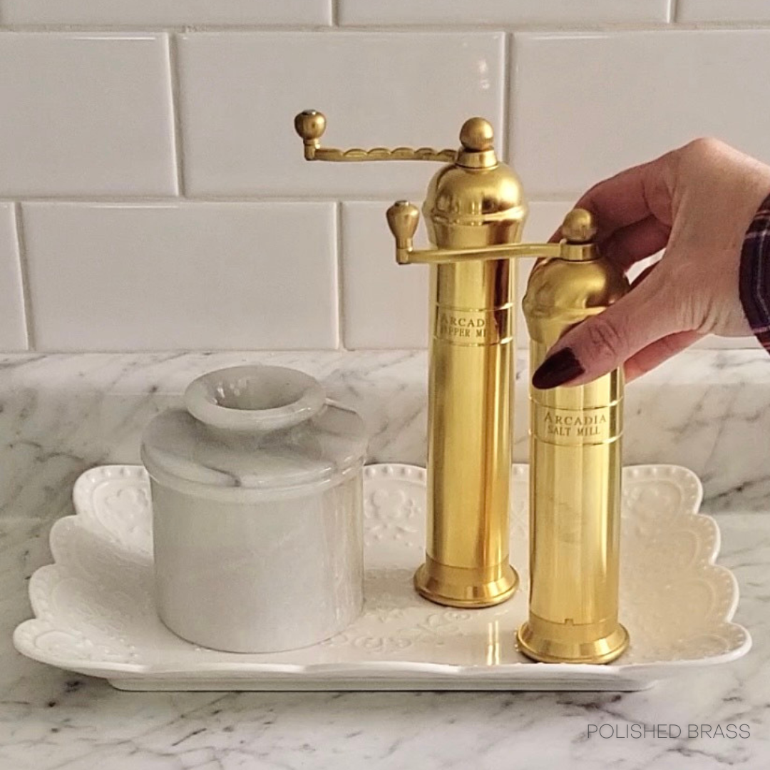 Vintage European Salt & Pepper Mill, Solid Brass (USA ONLY)