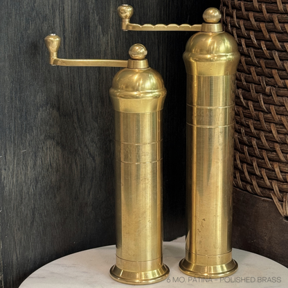 Vintage European Salt & Pepper Mill, Solid Brass (USA ONLY)