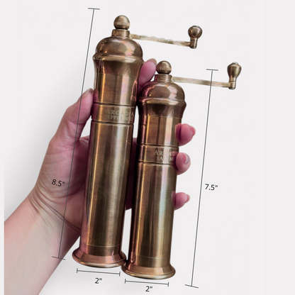 Vintage European Salt & Pepper Mill, Solid Brass (USA ONLY)