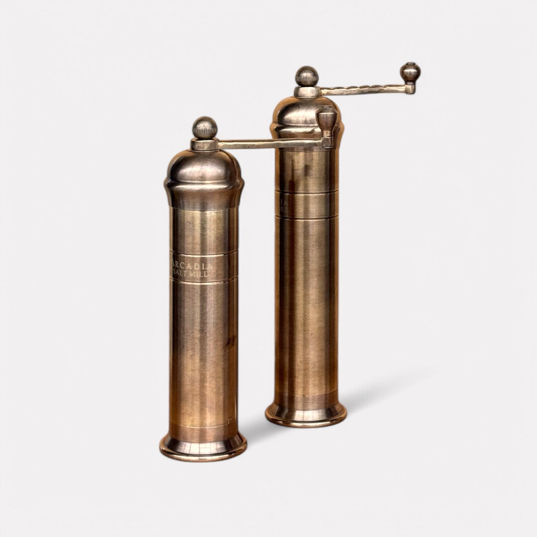 Vintage European Salt & Pepper Mill, Solid Brass (USA ONLY)