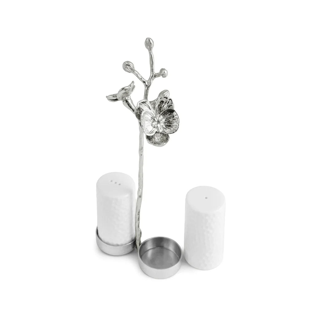 White Orchid Salt & Pepper Set | White/Silver