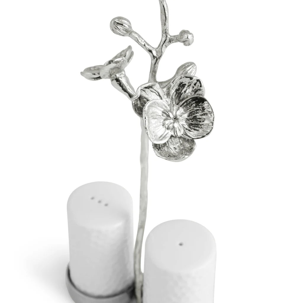 White Orchid Salt & Pepper Set | White/Silver